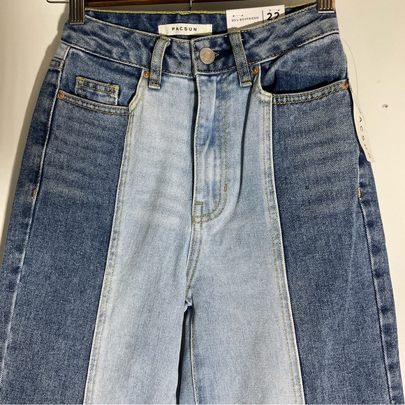 Pacsun 90s Boyfriend High Rise Two Toned Kaz Color 5-Pocket Zip Button Fly Sz 22 - Picture 4 of 16